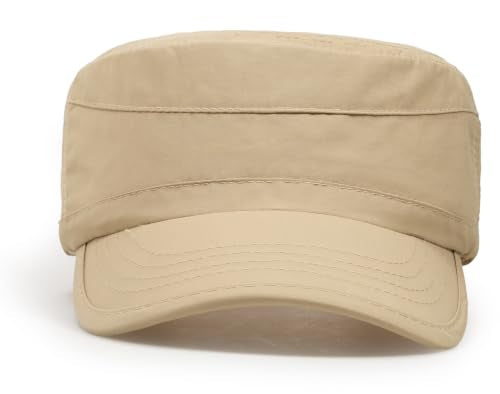 Cadet Army Cap Unisex Military Hat Adjustable Flat Top Cap Baseball Cap - color: Khaki