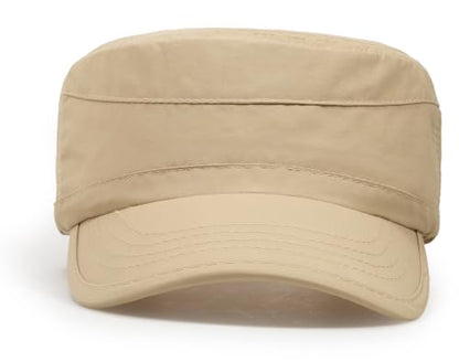 Cadet Army Cap Unisex Military Hat Adjustable Flat Top Cap Baseball Cap - color: Khaki