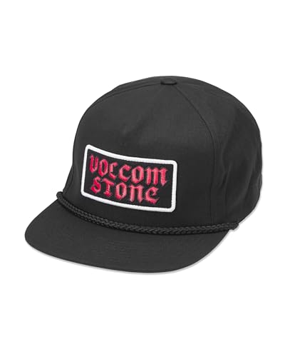 Volcom Men's Snapback Hat– 6-Panel Twill Flat Brim Cap Adjustable Snap Closure - color: Black Tone