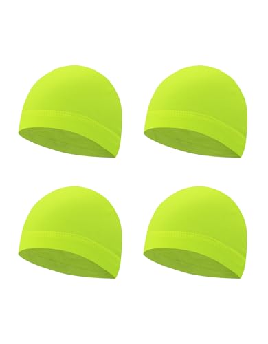 Sweat Wicking Skull Caps Cooling Helmet Liner Hat Running Beanie Cycling Skullcap Sleeping Cap for Men Women - color: Neon Yellow