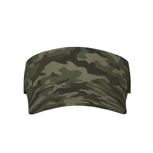 Sports Sun Visor Hats Adjustable Men Women Lightweight Packable Cooling Empty Top Visor Hat for Running, Tennis, Golf - color: Camo Camouflage Black Green, size: 1-2