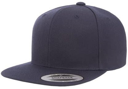 YP Classics 6089 Wool-Blended 6 Panel High Profile Flatbill Snapback Cap - color: Dark Navy