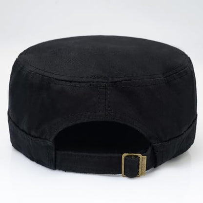 Cadet Hat Flat Top Hats Army Military Caps for Men Women - color: Black 7