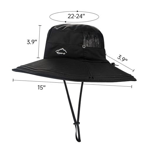 Cooling Sun Hat for Men Women,Wide Brim Bucket Hat Foldable Boonie Hat for Fishing Hiking Garden Safari Beach - color: Black