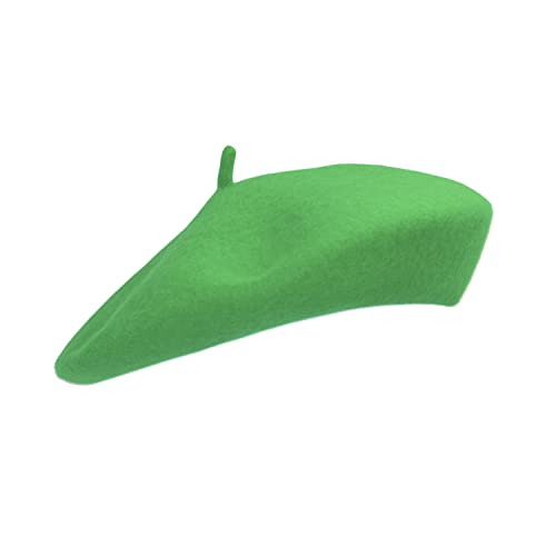 Gllutt Women Wool Beret Hat French Style Solid Color - color: Classic Green