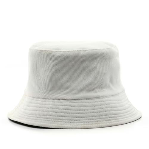 Reversible Double-Side-Wear Solid Color Bucket Hat Packable Sun Hat Fishing Cap for Women Men Outdoor Beach Travel - color: White
