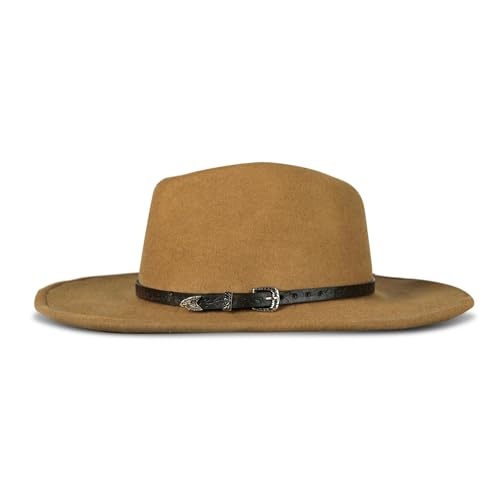 Lucky Brand Womens Ranger Hat | Wide Brim | Felt | Rancher | Americana | Western Inspired | Classic | Fashion | Cowboy - color: Ranger W/ Buckle - Whiskey