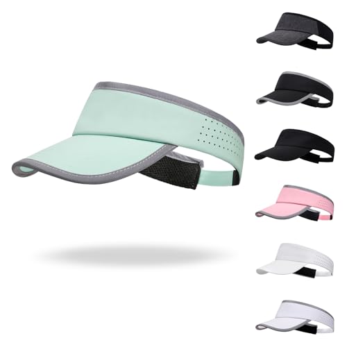 Reflective Brim Quick Dry Lightweight Visor Hat - color: Mint Green & Light Gray