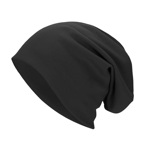 Zando Slouchy Dwarf Beanie Hats for Women Men - Breathable Cozy Cotton Sleep Cap Thin Chemo Headwear for Hip-Pop Halloween - color: 1 Black