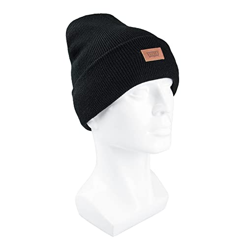 Levi's Mens All-Season Hero Beanie Soft Knit Cuffed Winter Hat, Warm & Comfortable Everyday Style - color: Black/Tan