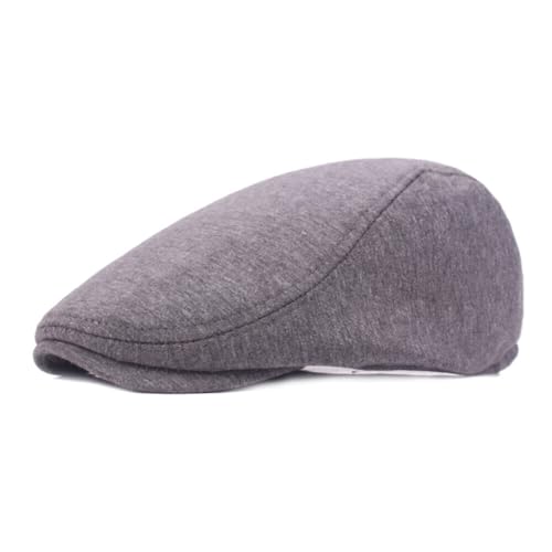 PHEZEN Men Cotton Flat Cap Ivy Gatsby Newsboy Hat Summer Driving Scally Cap Beret - color: Dark Gray