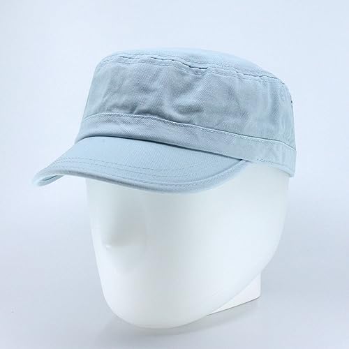 The Vintage Year Heavy Stitch Washed Cotton Cadet Hat Military Army Cap - color: Army Light Blue, size: One Size