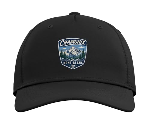 Chamonix Mont Blanc Mountain Hiking Adventure Nature Travel Adjustable Baseball Hat - color: Black