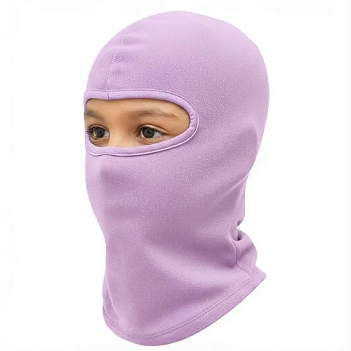 Kids Balaclava Ski Mask Winter Windproof Fleece Full Face Mask for Boy Girl - color: Purple