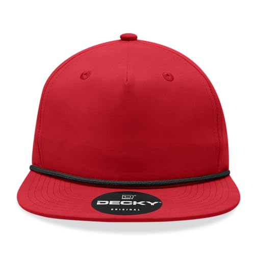 5 Panel High Profile Relaxed Cotton Blend Rope Hat - color: Red