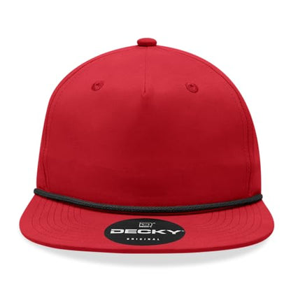 5 Panel High Profile Relaxed Cotton Blend Rope Hat - color: Red