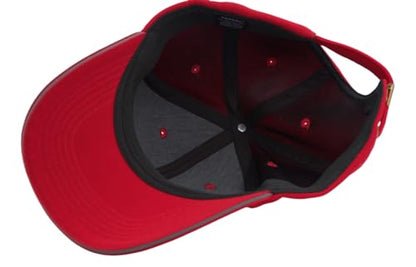 TSSGBL Men's Plain Baseball Hat - OSFM & XXL Big Head Fit，Adjustable Structured Ball Cap with Reflective Sandwich Brim - color: Red, size: Medium-Large