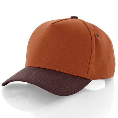 Daxton Men Original Trucker Hat Cotton Twill with Adjustable Snapback 5 Panel A-Frame Cap - color: 2 Pack - All Black, Rust Brown