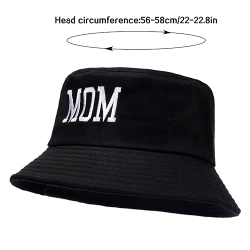 XYIYI Fashion Embroidery Bucket Hat Cotton Beach Fisherman Hats for Women Girls - color: Mom Black