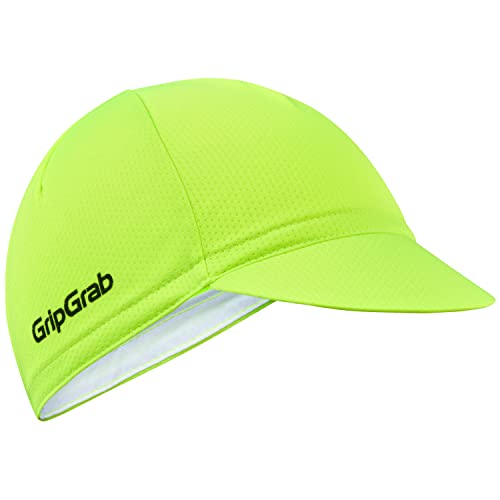 GripGrab Summer Cycling Cap - UV Protection Under-Helmet Bicycle Visor Hat - color: Yellow Hi-vis, size: Small-Medium
