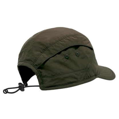 5 Panel Hat, Quick Dry Baseball Cap, Drawstring Elastic Sport Cap for Running, Fishing - color: Dark Green
