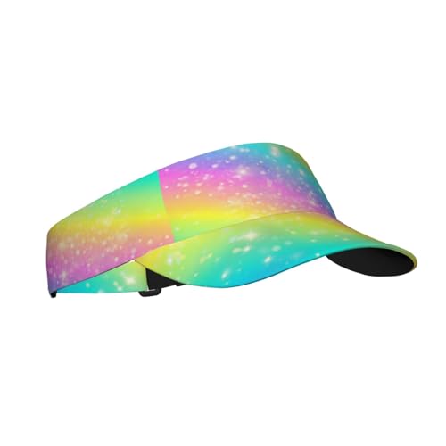 Unisex Sports Sun Visor Hats Adjustable Lightweight Packable Printed Empty Top Cap for Running Pickleball Golf Tennis - color: Ombre Rainbow Galaxy