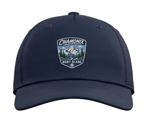 Chamonix Mont Blanc Mountain Hiking Adventure Nature Travel Adjustable Baseball Hat - color: Navy Blue