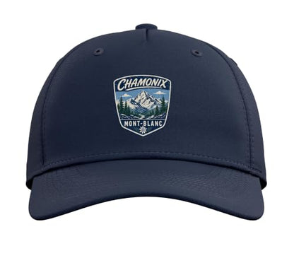 Chamonix Mont Blanc Mountain Hiking Adventure Nature Travel Adjustable Baseball Hat - color: Navy Blue