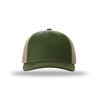 Richardson 112FP & 112PFP Classic Fit Five-Panel Snapback Trucker Cap |OSFM - color: Army Olive/Tan