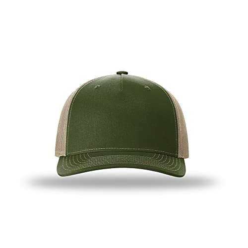 Richardson 112FP & 112PFP Classic Fit Five-Panel Snapback Trucker Cap |OSFM - color: Army Olive/Tan