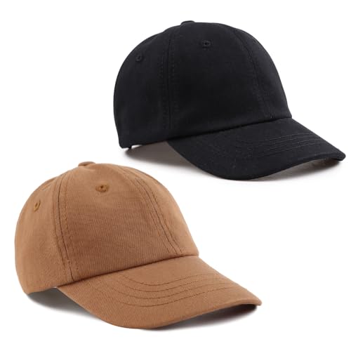 Peecabe Plain Toddler Baseball Hat Unisex Cotton Kids Trucker Hat Adjustable Baby Boys Sun Caps Girls Baseball Cap 1-5Y - color: 2pcs-b, size: 4-8 Years