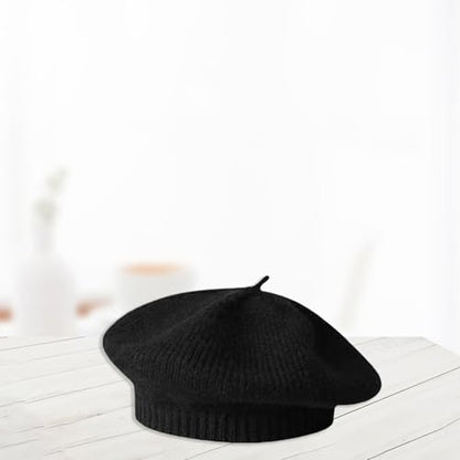Infant Baby Boys Girls Beret Hat Fall Winter Knitted Beanie Hat Toddler Kids Beret Skull Hat French Artist Knit Hat - color: A-black