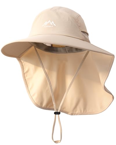 FURTALK Sun Hats with Neck Flap Sun Protection Fishing Hat for Men Women - color: Beige