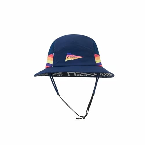 Color-Blocked Fisherman Style Sun Hat for Outdoor Camping, Surfing & Vacations - Wide Brim, UV Protective, Anti-Slip - color: Blue Rainbow