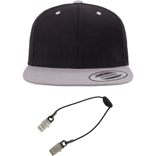 Yupoong Classics 6089 Wool-Blended Snapback Cap Bundle w/Cap Catcher - color: Black/Silver