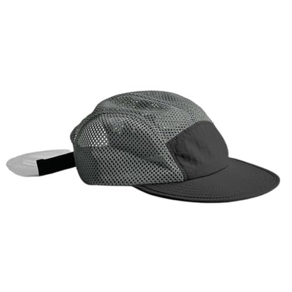 FASHIXD Mesh 5 Panel Runner Hat for Men Flat Brim Quick Dry Running Hat - color: Gray
