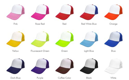 MR.R Sublimation Blanks Polyester Mesh Cap Mesh Hat Two Tone Trucker Summer Mesh Cap with Adjustable Snapback,2pcs per Pack - color: Black