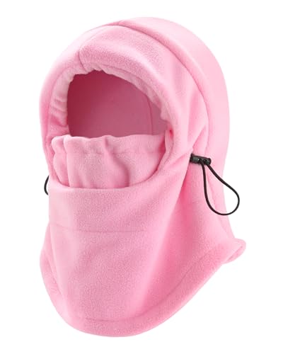AWAYTR Kids Balaclava Ski Mask for Boys Girls - Fleece Windproof Winter Cap - color: Pink