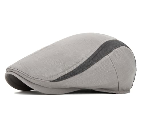 QHFHULV Newsboy Cap for Men Cotton Flat Gatsby Ivy Golf Cabbie Driving Hat - color: Color Block Black
