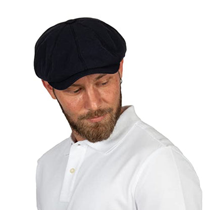 8 Panel Newsboy Cap – Linen Blend with 100% Cotton Lining - color: Dark Blue, size: Medium
