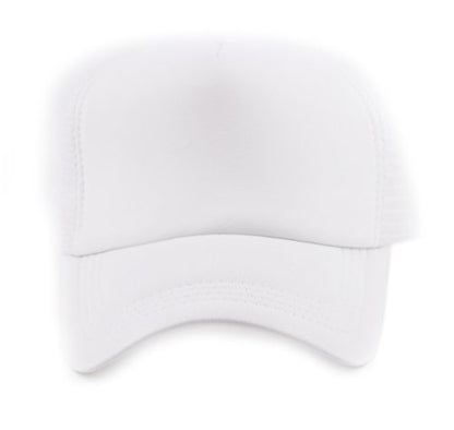 NYFASHION101 Plain Mesh Trucker Hat - Breathable 6-Panel Daily Snapback Cap, Customizable Ideal for DIY Embroidery & Patches - color: White