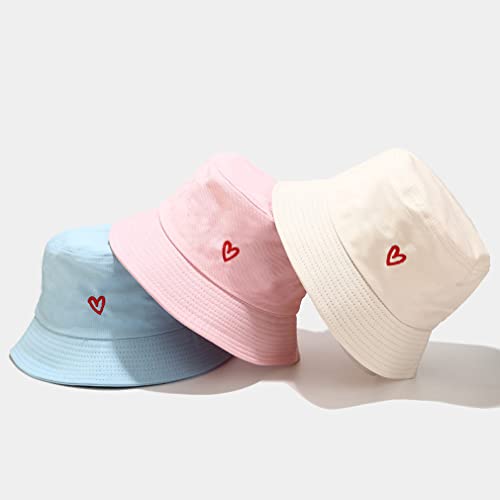 Quanhaigou Bucket Hats Unisex Sun Summer Travel Beach Fishing Cap for Men Women Teens - color: Beige Love