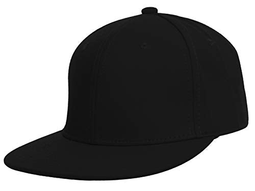 TOP HEADWEAR Plain Flat Bill Fitted Hat - color: Black, size: 7 1/4