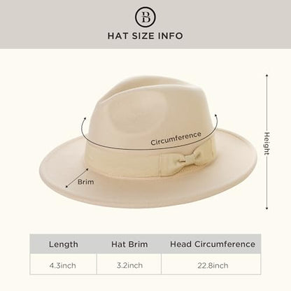 BABEYOND 1920s Fedora Hat for Men Gatsby Wide Brim Hat Felt Panama Cap - color: Beige