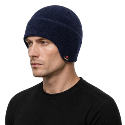 TOP-EX Waterproof Ear Flap Beanie for Men, Polartec Fleece Lined - color: Navy Blue, size: X-Large-XX-Large
