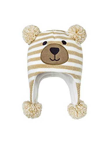 Baby Winter Hat Toddler Beanie Warm Fleece Lined Earflap Cap with Pom Pom - color: O1pc Bear Beige, size: 0-12 Months