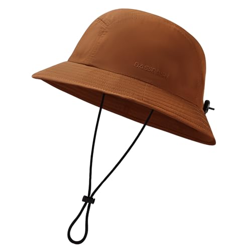 BASSDASH UPF50+ Fishing Bucket Hat for Men Women Lightweight Water Resistant Packable Outdoor Summer Sun Hats FH13 - color: Caramel Brown