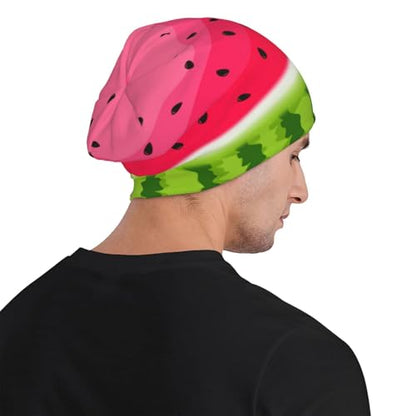 Beanie Hat for Men Women Slouchy Beanie Skull Sleep Cap Soft Lightweight Chemo Hat Stretch Cancer Headwear - color: Watermelon