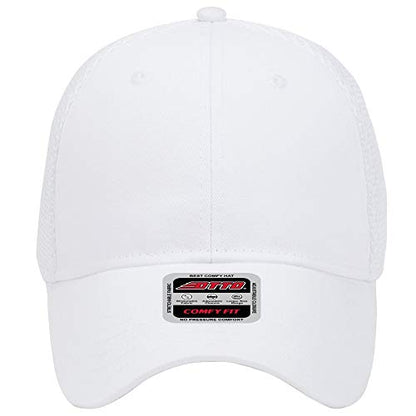 OTTO Cotton Twill w/Polyester 6 Panel Low Profile Air Mesh Baseball Cap - color: White