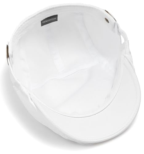 Initlove Mens Newsboy Cap Cotton Ivy Hat Beret Hats for Driving - color: B White